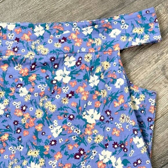 Modcloth Off Shoulder Boat Neck Button Back Wildflower Print Cotton Blouse - NWO - Picture 3 of 8